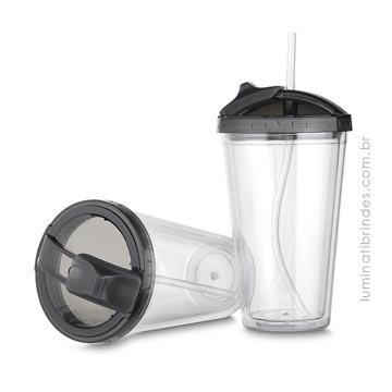 Copo Shake Com Canudo Flexível Para Brinde