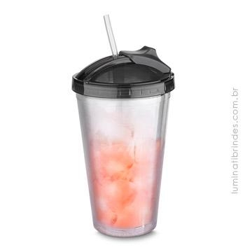 Copo Shake Com Canudo Flexível Para Brinde