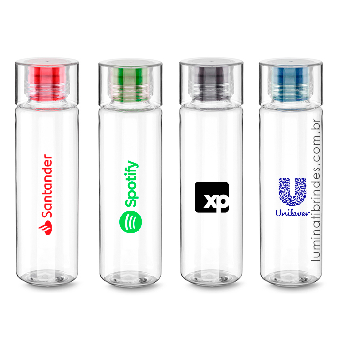 Garrafa Transparente Personalizada com detalhes em Silicone