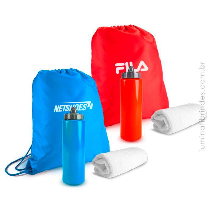 Conjunto Garrafa, Toalha e Mochila Sport