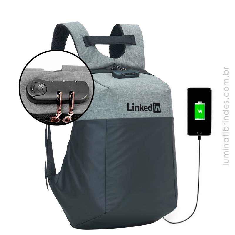 Mochila USB com Cadeado 